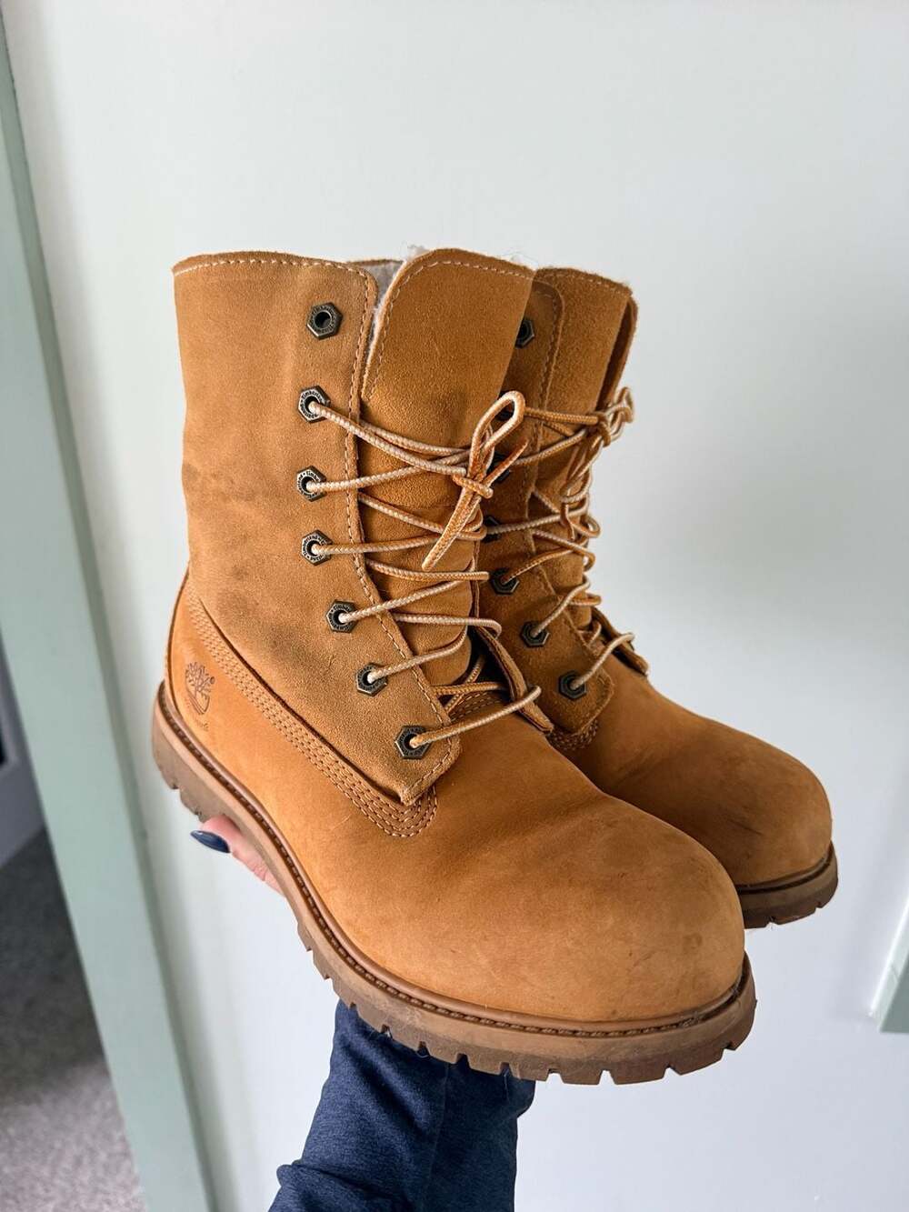 Timberland Wmns Fleece Fold Down Boot 'Wheat' TB08329R 231 Size 8M